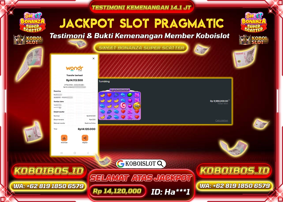 BUKTI KEMENANGAN SLOT GACOR SWEET BONANZA SUPER SCATTER Rp14.120.000,- LUNAS